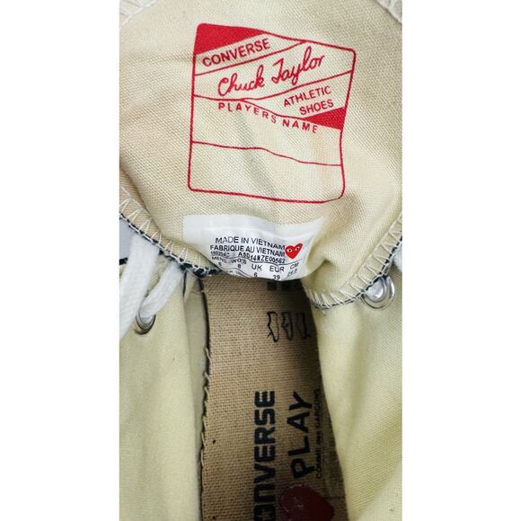 Converse X Play Comme Des Garçons Chuck Taylor High Tops Mens 6 Womens 8 - Picture 10 of 10